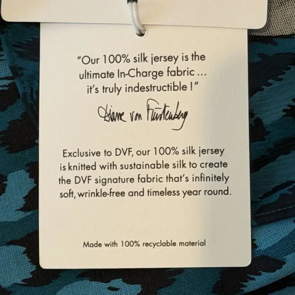 Diane Von Furstenberg DVF Carli Wrap Dress 2 Teal Leopard Silk Jersey NWT - Picture 10 of 12